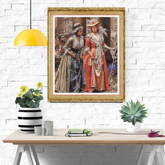 Vintage street themed cross stitch