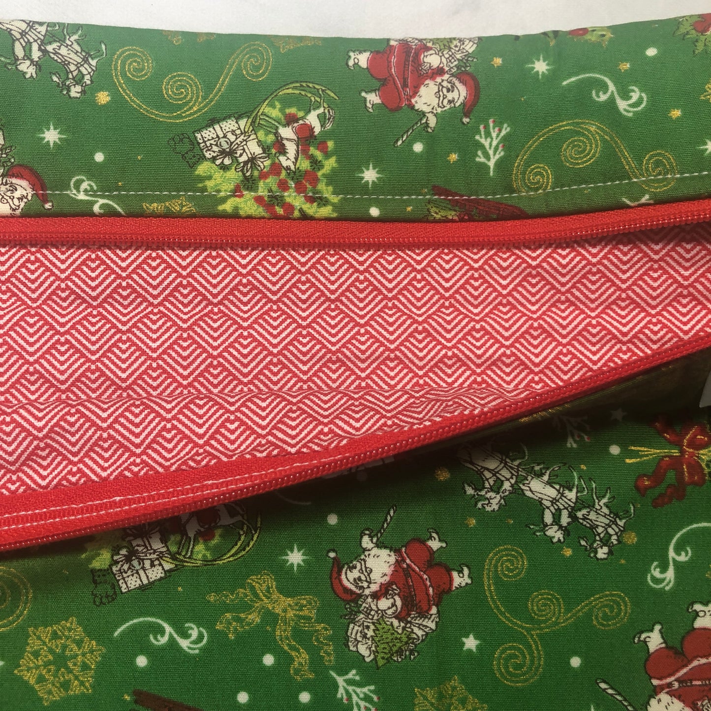 Santa Claus themed project bag for cross stitch.