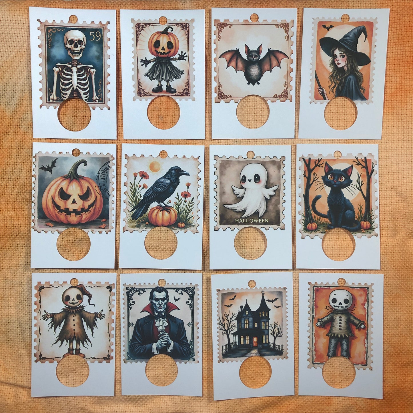 Halloween themed handmade floss drops for cross stitch.