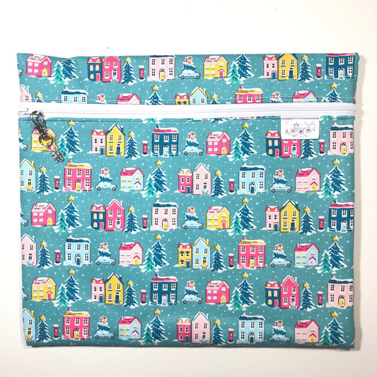 Winter Christmas Village fabric by Liberty print Project Bag for Cross Stitch and other crafts - Various Sizes