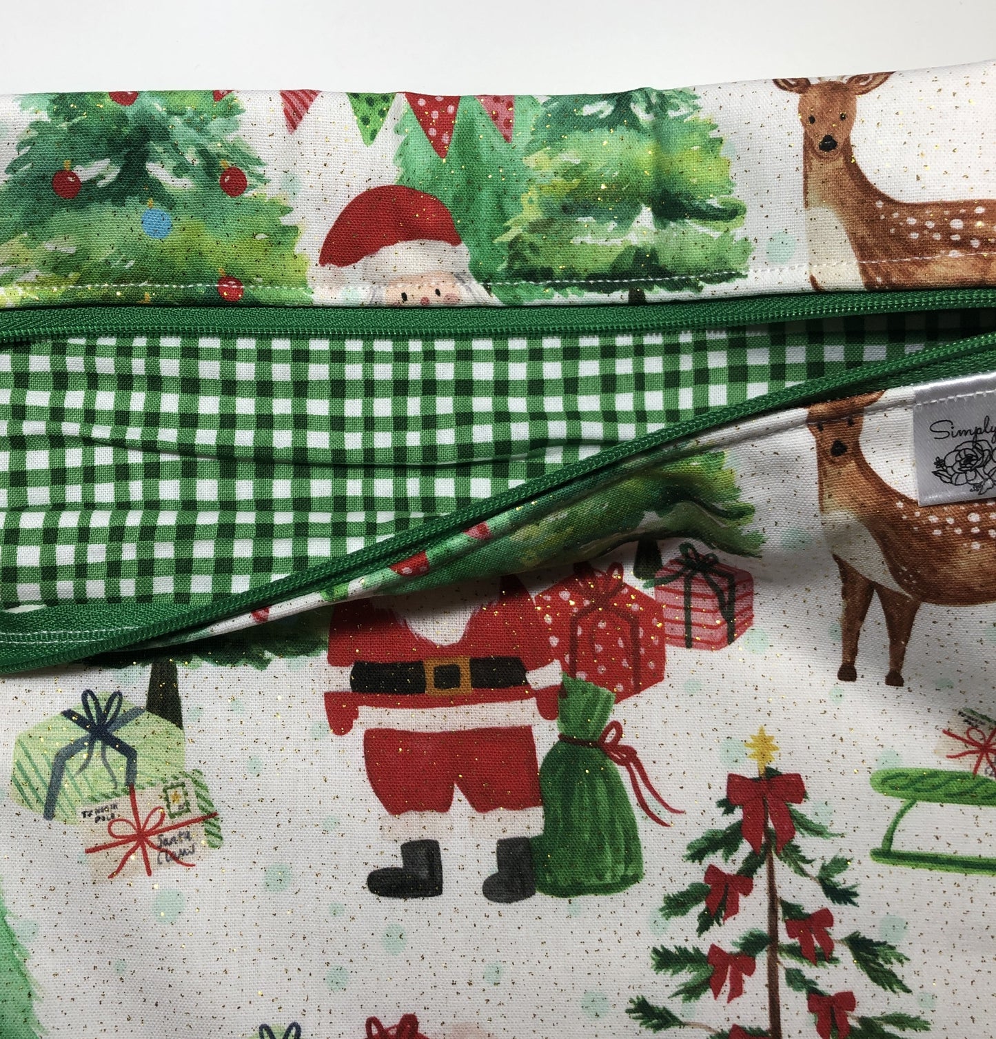 Sparkly Santa Themed Project Bag for Cross Stitch and other crafts - Various Sizes