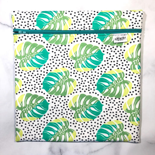 Leaf themed cross stitch project bag