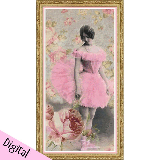 Ballerina Reflection Full Coverage Cross Stitch Chart Pattern Keeper Compatible*