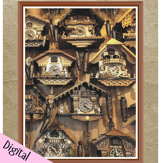 The Clock Shop - PDF - Full Coverage PDF Cross Stitch Chart - Pattern Keeper Compatible*