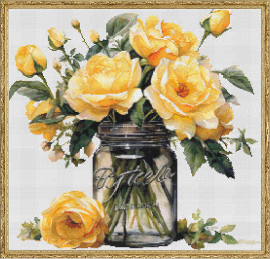 Yellow Roses Cross Stitch Chart