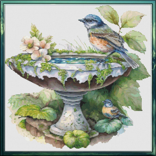 The Bird Bath Cross Stitch Chart