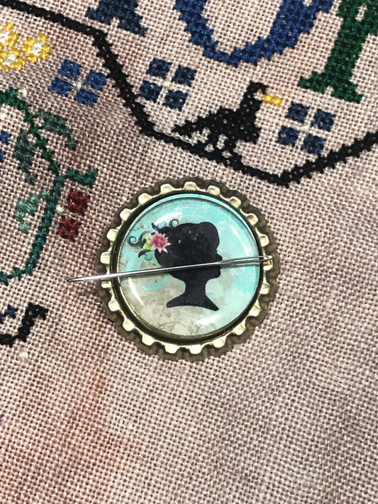 Female Silhouette Bottlecap Needle Minder - Thread Holder - Parking Aid