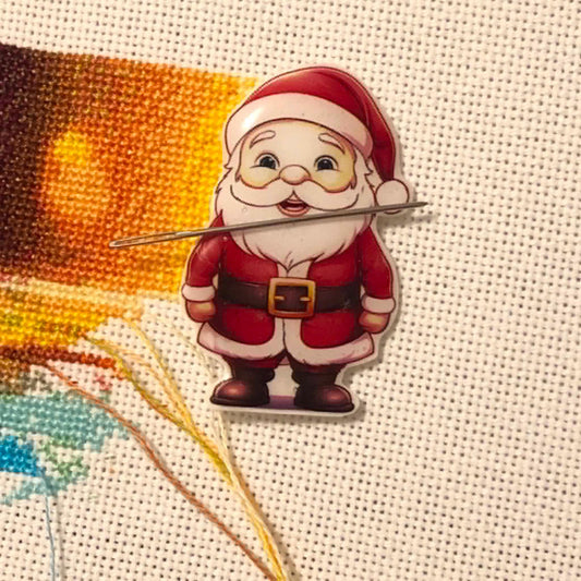 Santa Acrylic Magnetic Needle Minder for Cross Stitch and Needlework