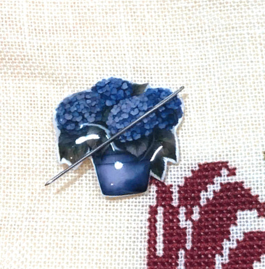 Hydrangea Acrylic Magnetic Needle Minder for Cross Stitch and Needlework