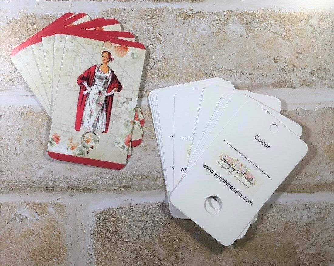 Vintage 1950s lady fashion themed floss drops for cross stitch thread organisation