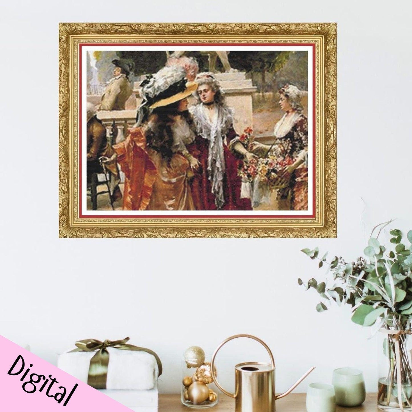 Vintage street themed cross stitch