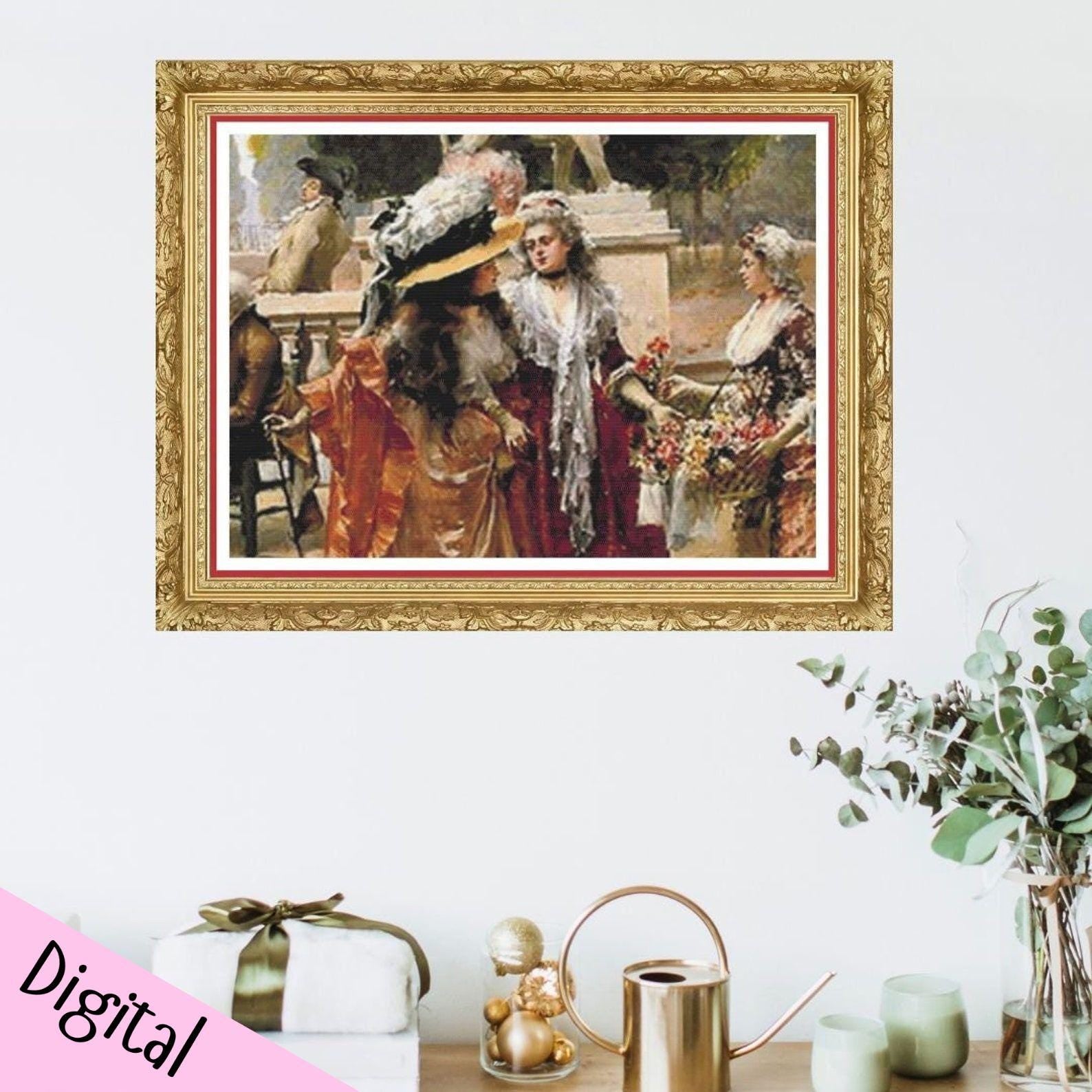 Vintage street themed cross stitch