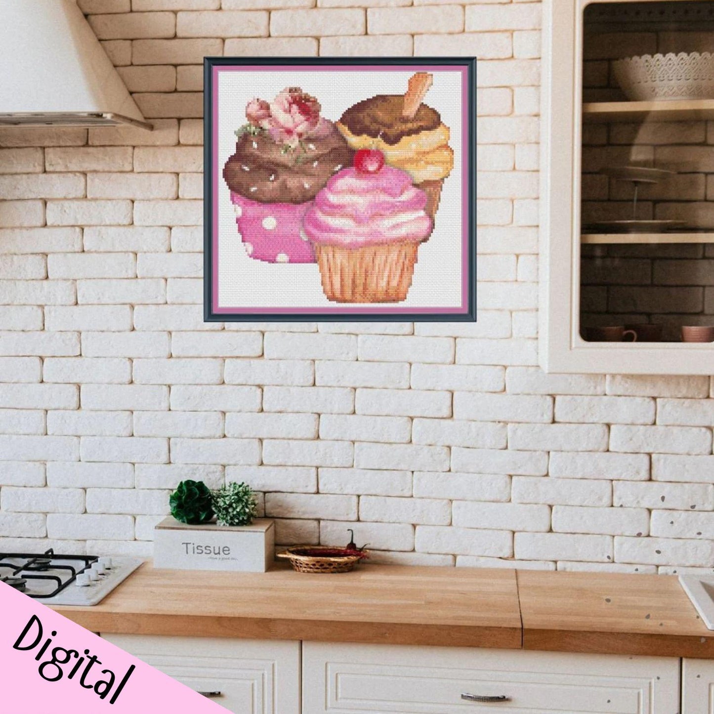 Cupcakes cross stitch pattern