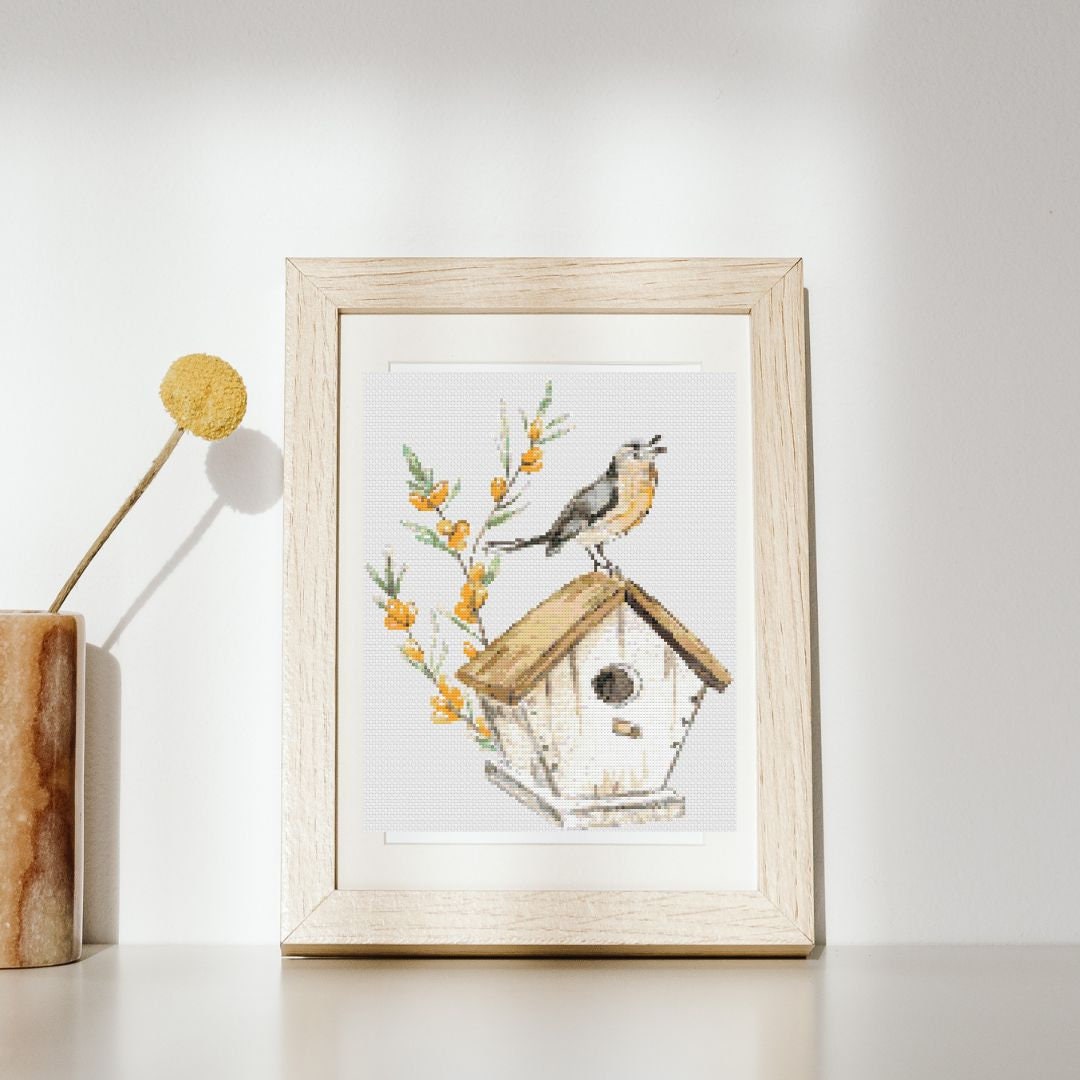 Bird themed cross stitch pattern