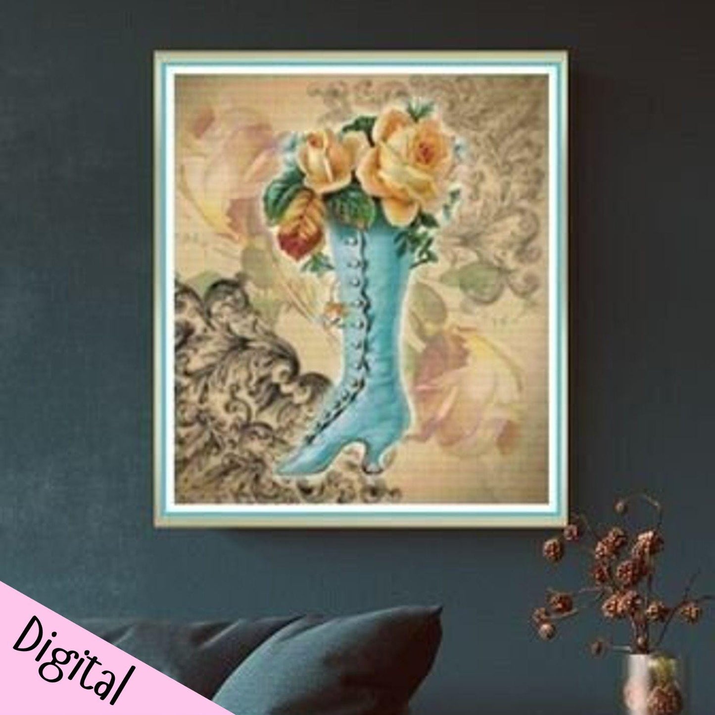 Vintage boot cross stitch