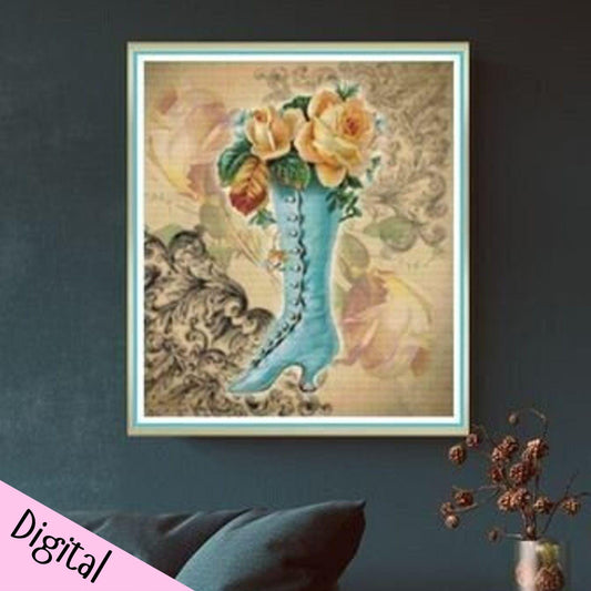 Vintage boot cross stitch