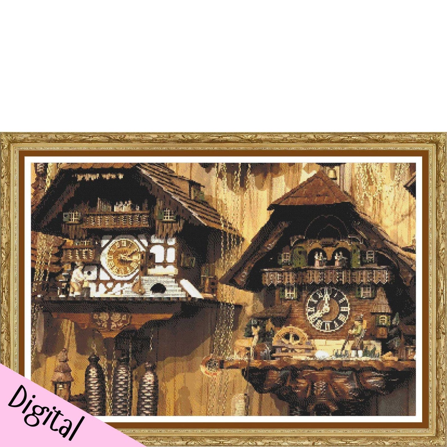 Cuckoo clock cross stitch pattern