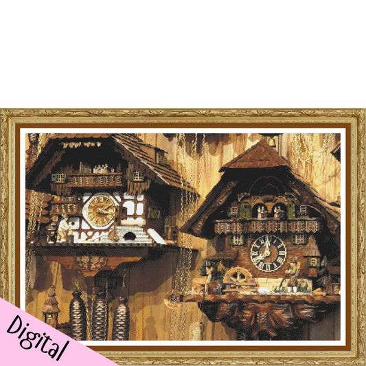 Cuckoo clock cross stitch pattern