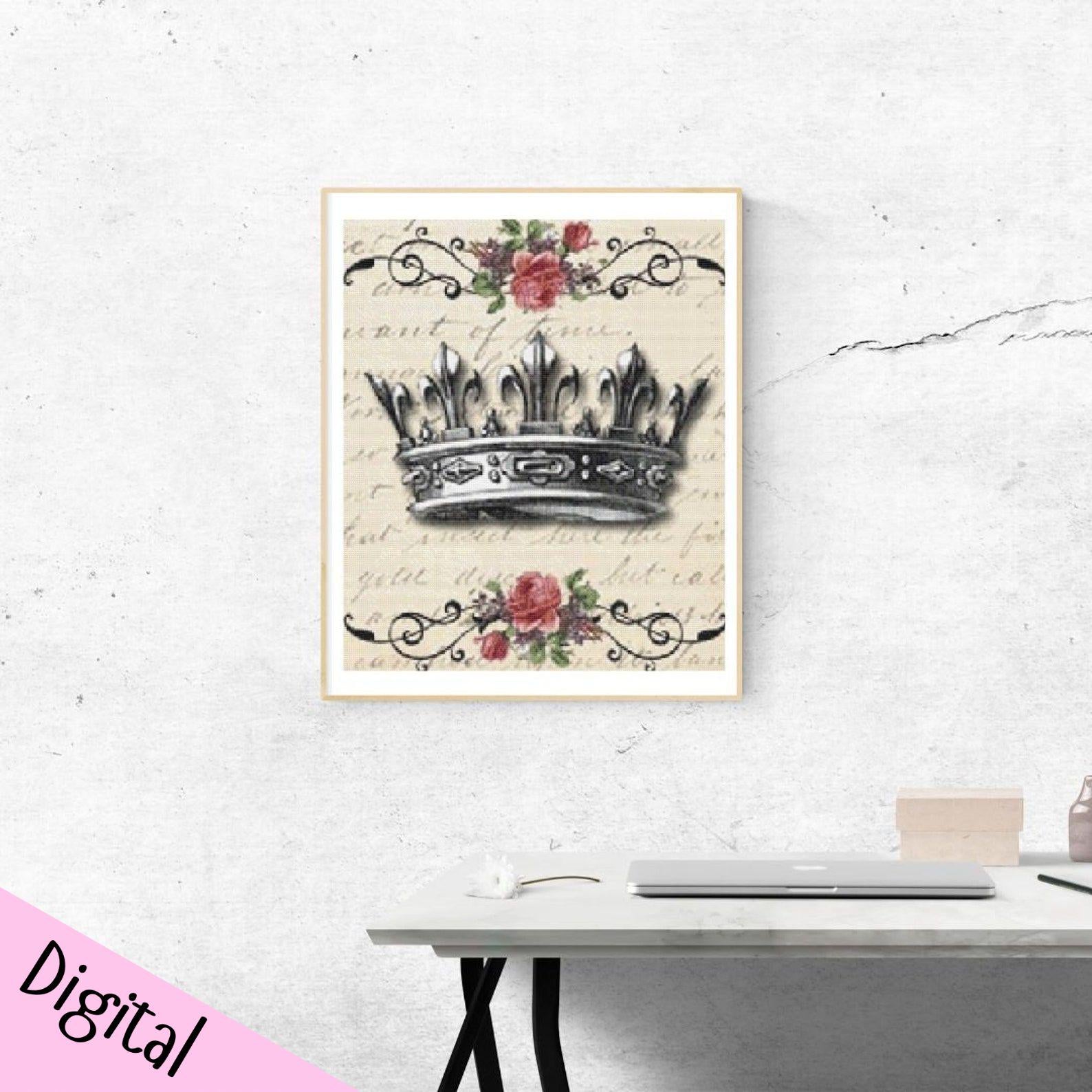 Crown cross stitch pattern