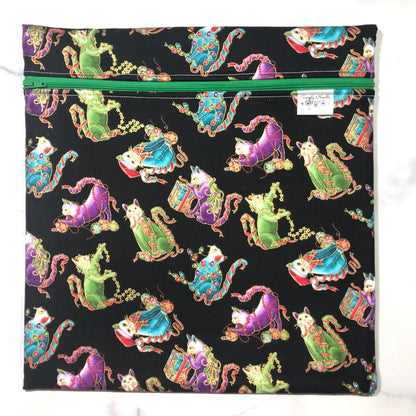 Christmas cats themed project bag for cross stitch