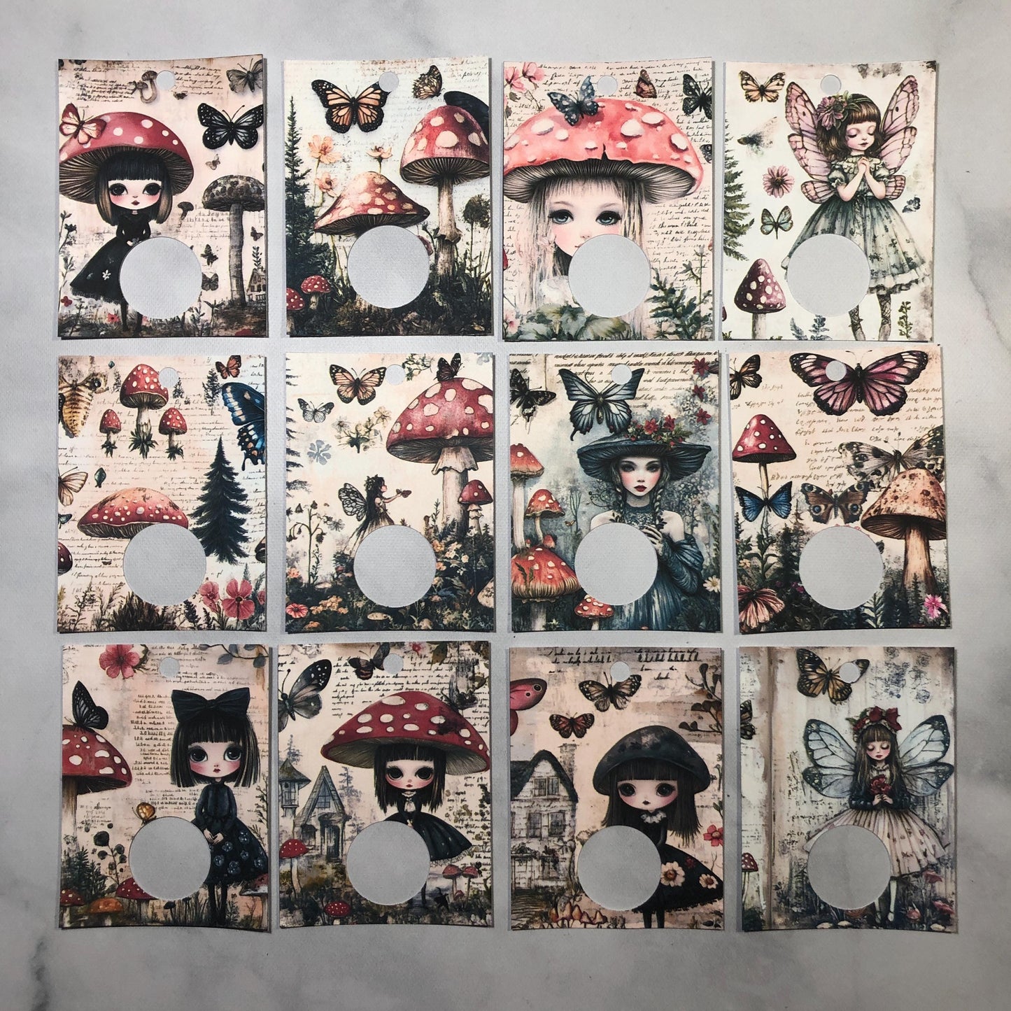 Gothic fairy themed floss drops for cross stitch thread organisation.