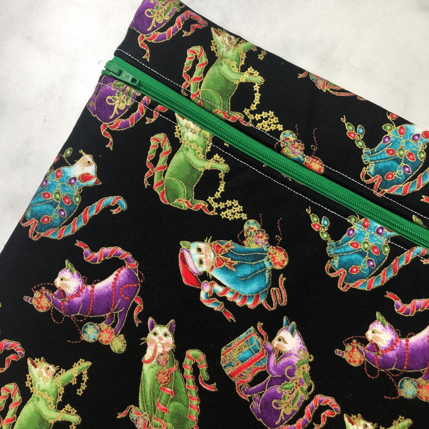 Christmas cats themed project bag for cross stitch