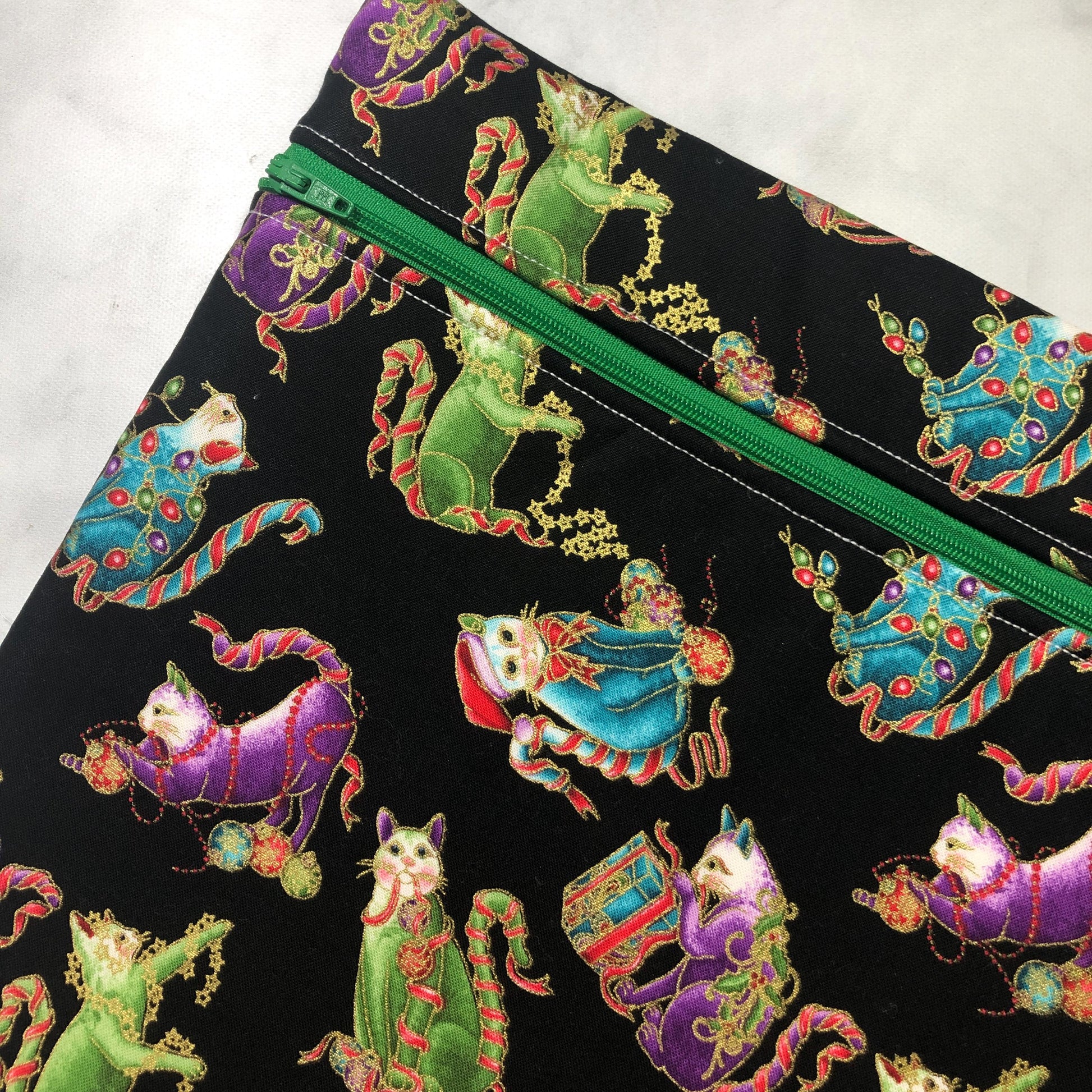 Christmas cats themed project bag for cross stitch