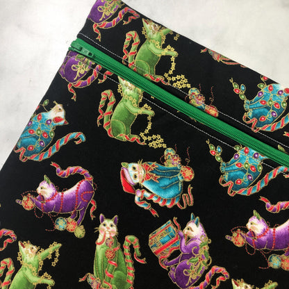 Christmas cats themed project bag for cross stitch