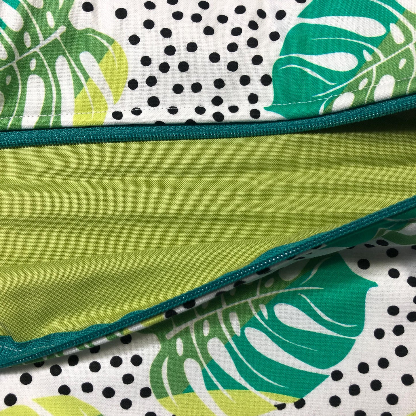 Leaf themed cross stitch project bag