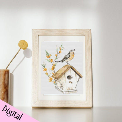Bird themed cross stitch pattern