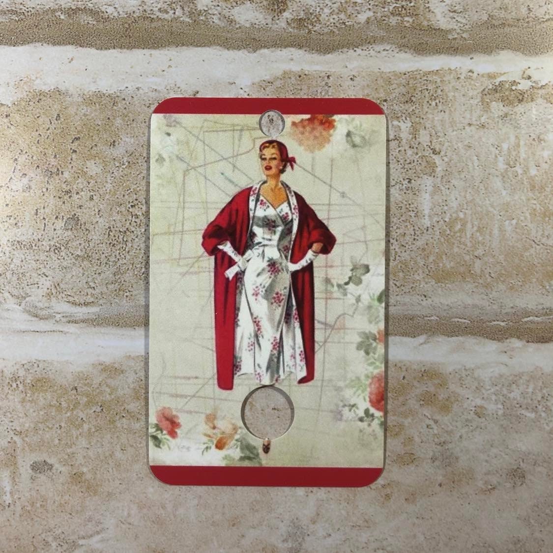 Vintage 1950s lady fashion themed floss drops for cross stitch thread organisation