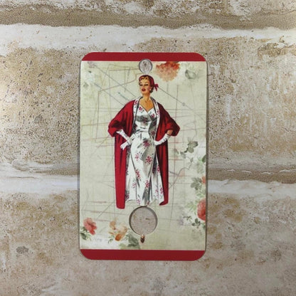 Vintage 1950s lady fashion themed floss drops for cross stitch thread organisation