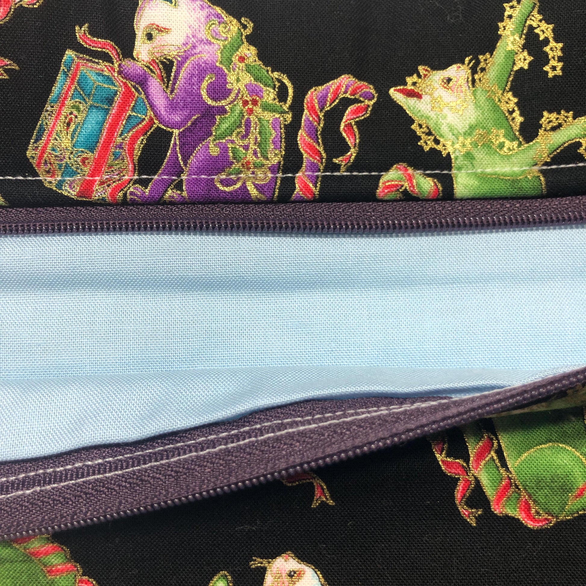 Christmas cats themed cross stitch project bag