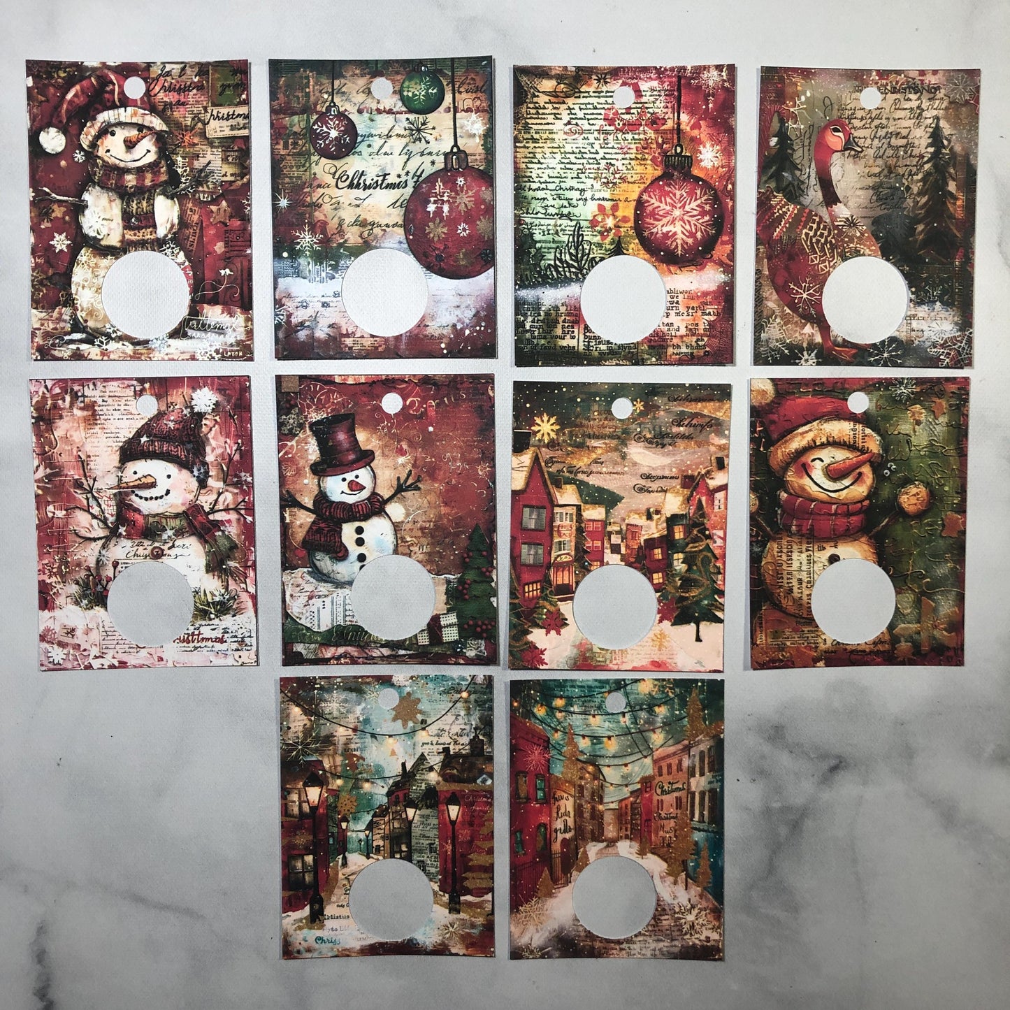 Christmas themed floss drops for cross stitch thread organisation.