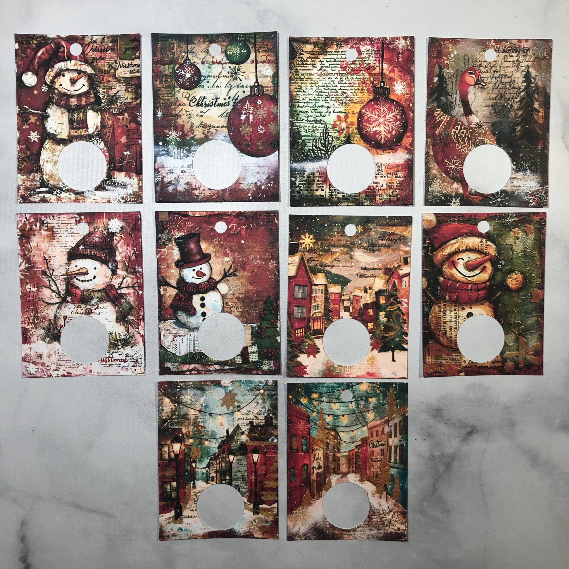 Christmas themed floss drops for cross stitch thread organisation.