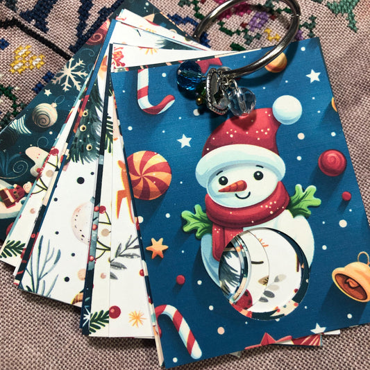 Christmas themed floss drops for cross stitch thread organisation.