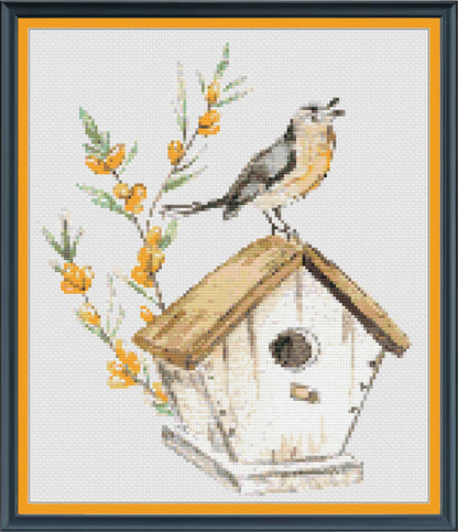 Bird themed cross stitch pattern