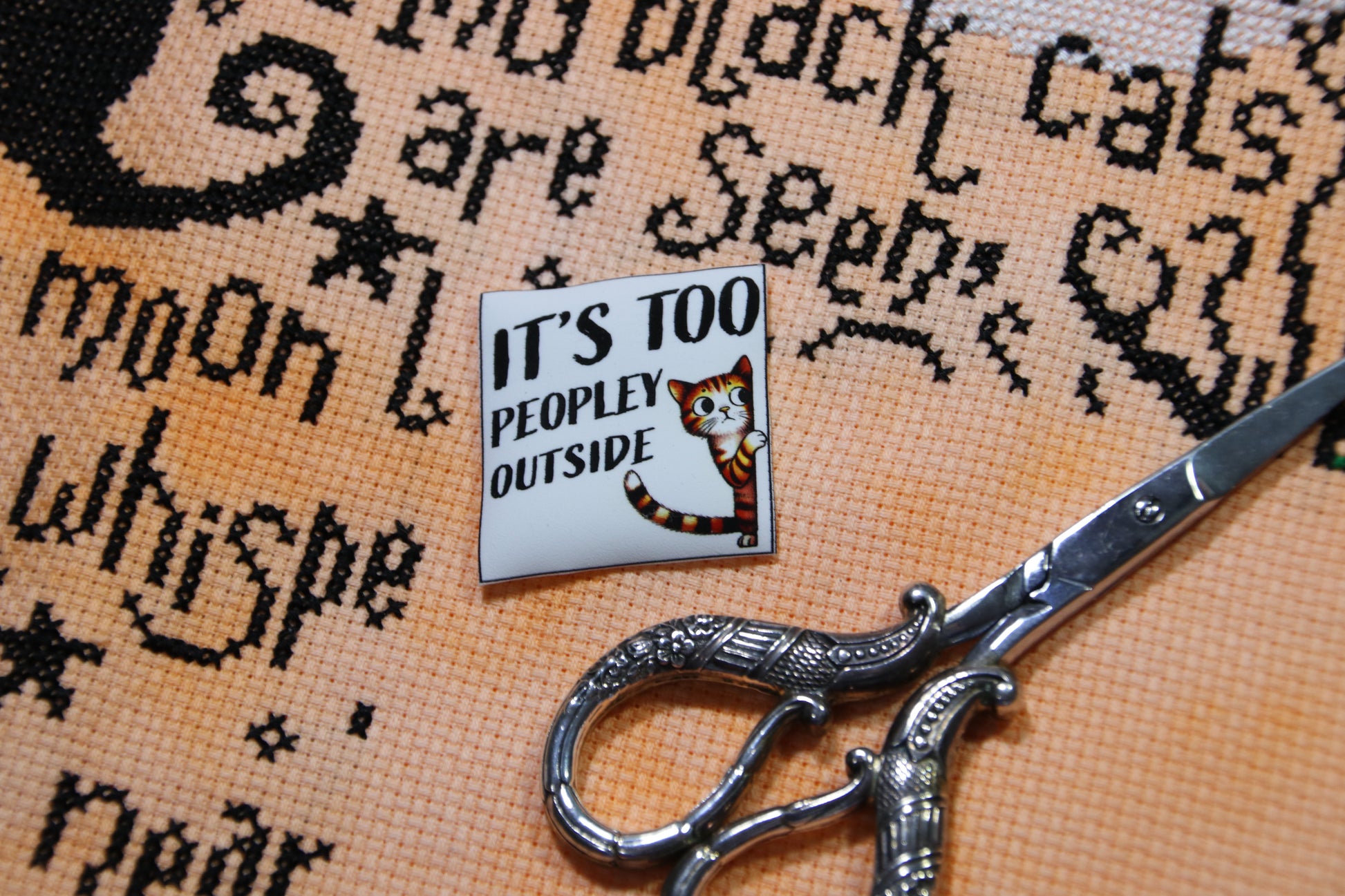 Funny cat magnetic needle minder. It's Too Peopley Outside.