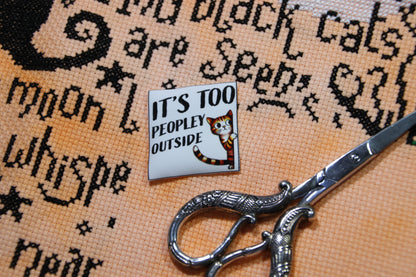 Funny cat magnetic needle minder. It's Too Peopley Outside.