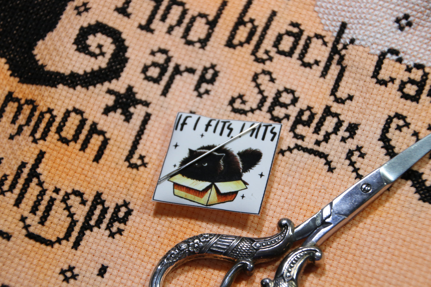 Funny cat magnetic needle minder. If I Fits, I Sits
