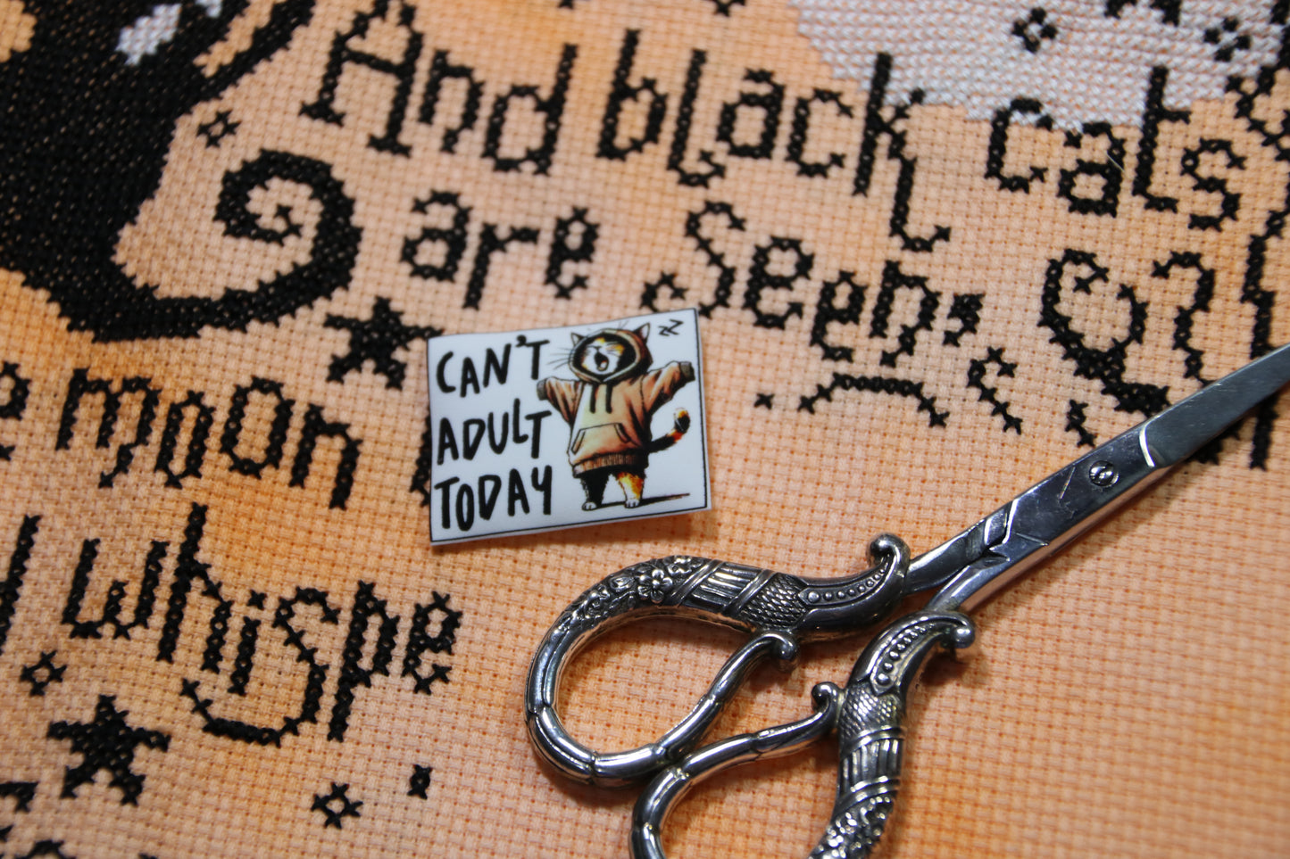 Funny cat magnetic needle minder. Can't Adult Today