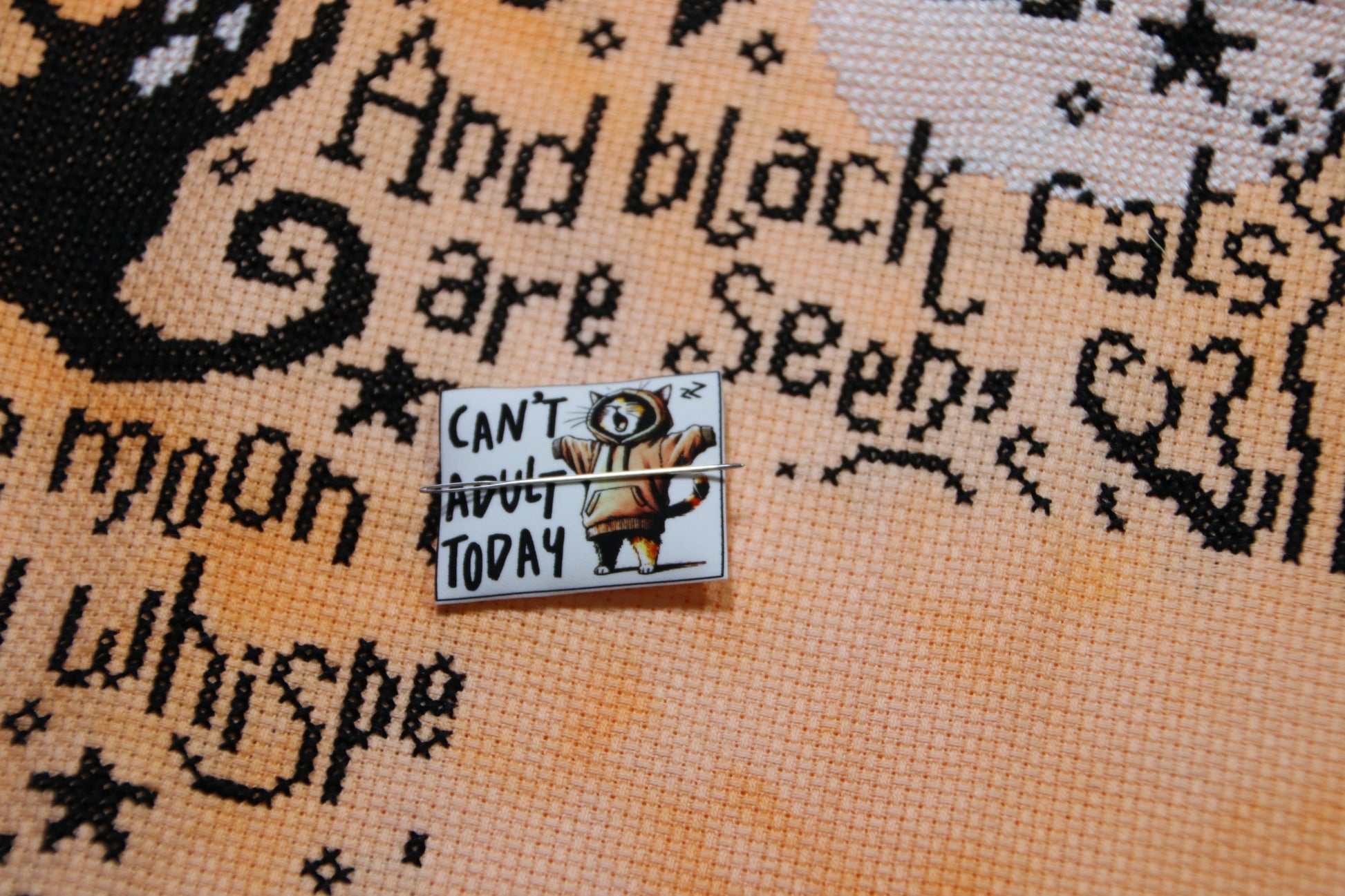 Funny cat magnetic needle minder. Can't Adult Today