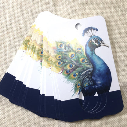 Peacock themed floss drops for cross stitch.