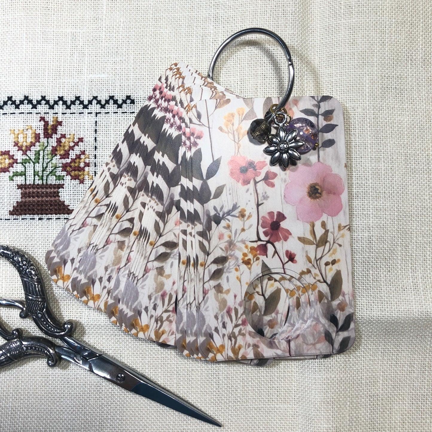 Wildflower themed floss drops for cross stitch.