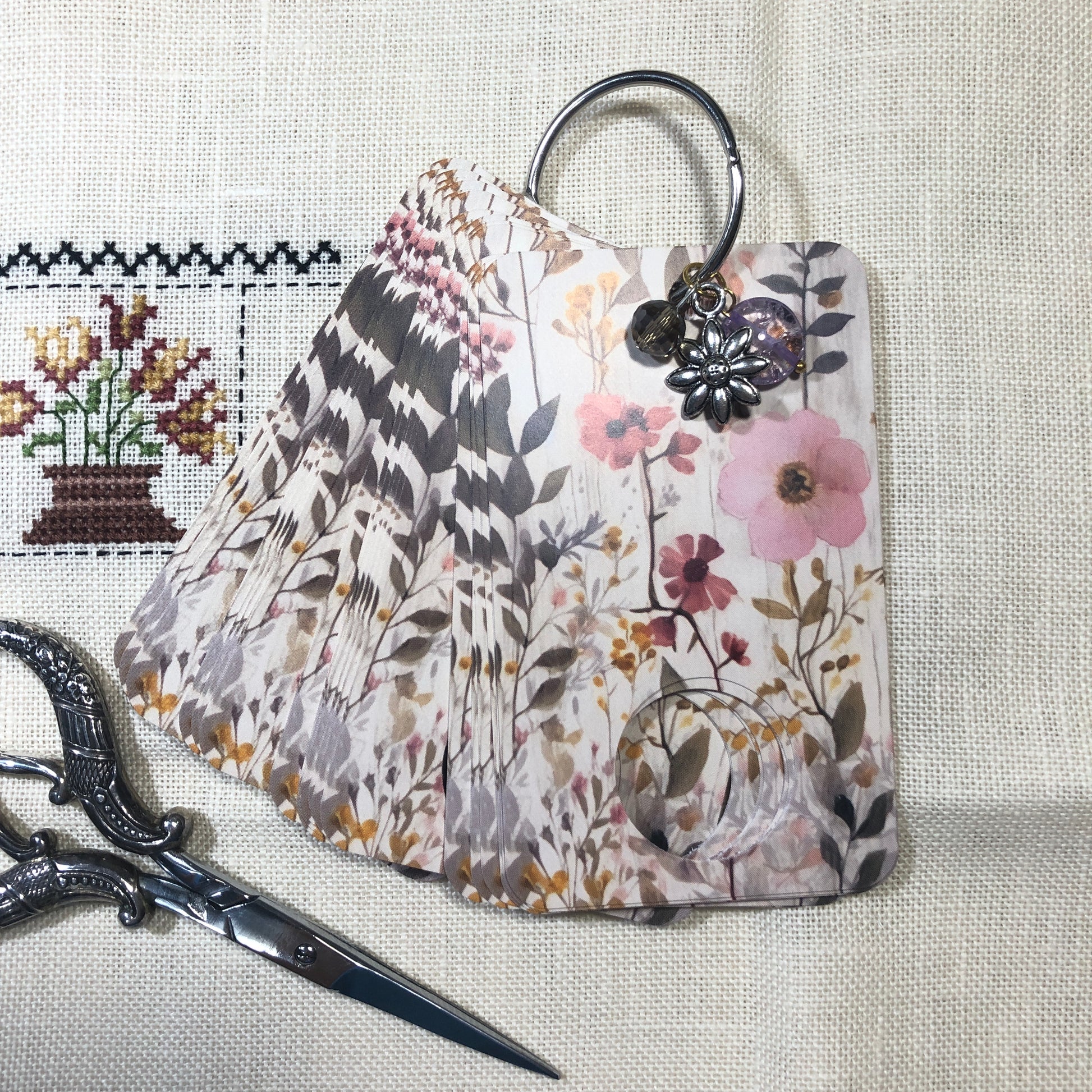 Wildflower themed floss drops for cross stitch.