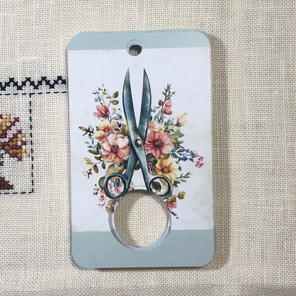 Floral scissor themed floss drops for cross stitch.