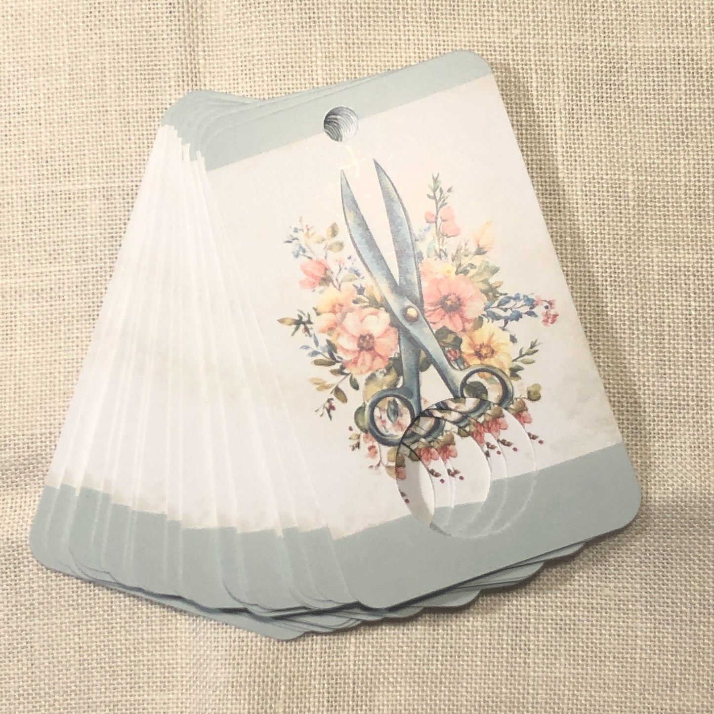 Floral scissor themed floss drops for cross stitch.