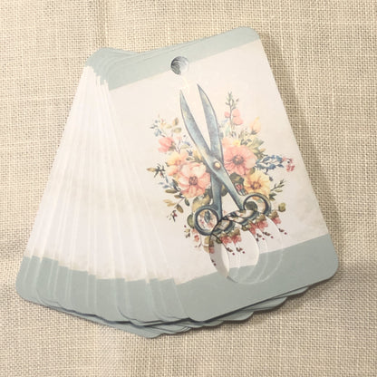 Floral scissor themed floss drops for cross stitch.