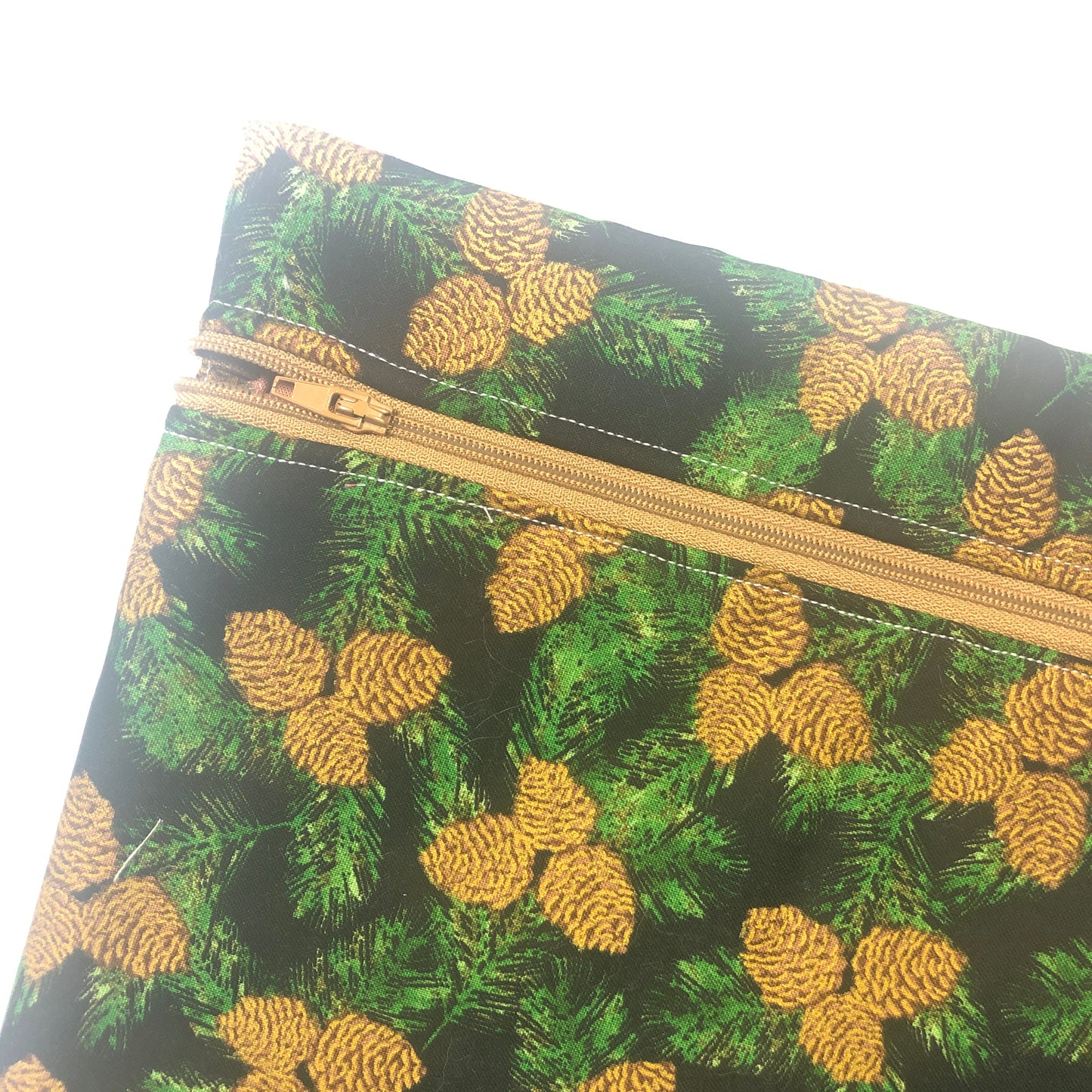 Pinecones themed project bag for cross stitch.