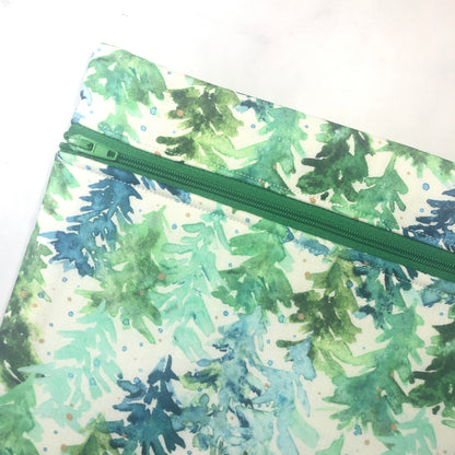 Watercolour trees  themed project bag for cross stitch.